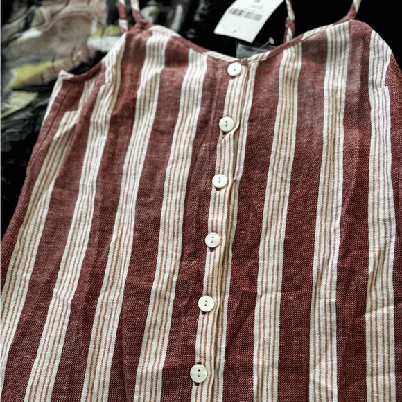 Forever 21 Button Down Vertical Stripe Dress Orange - Picture 2 of 5